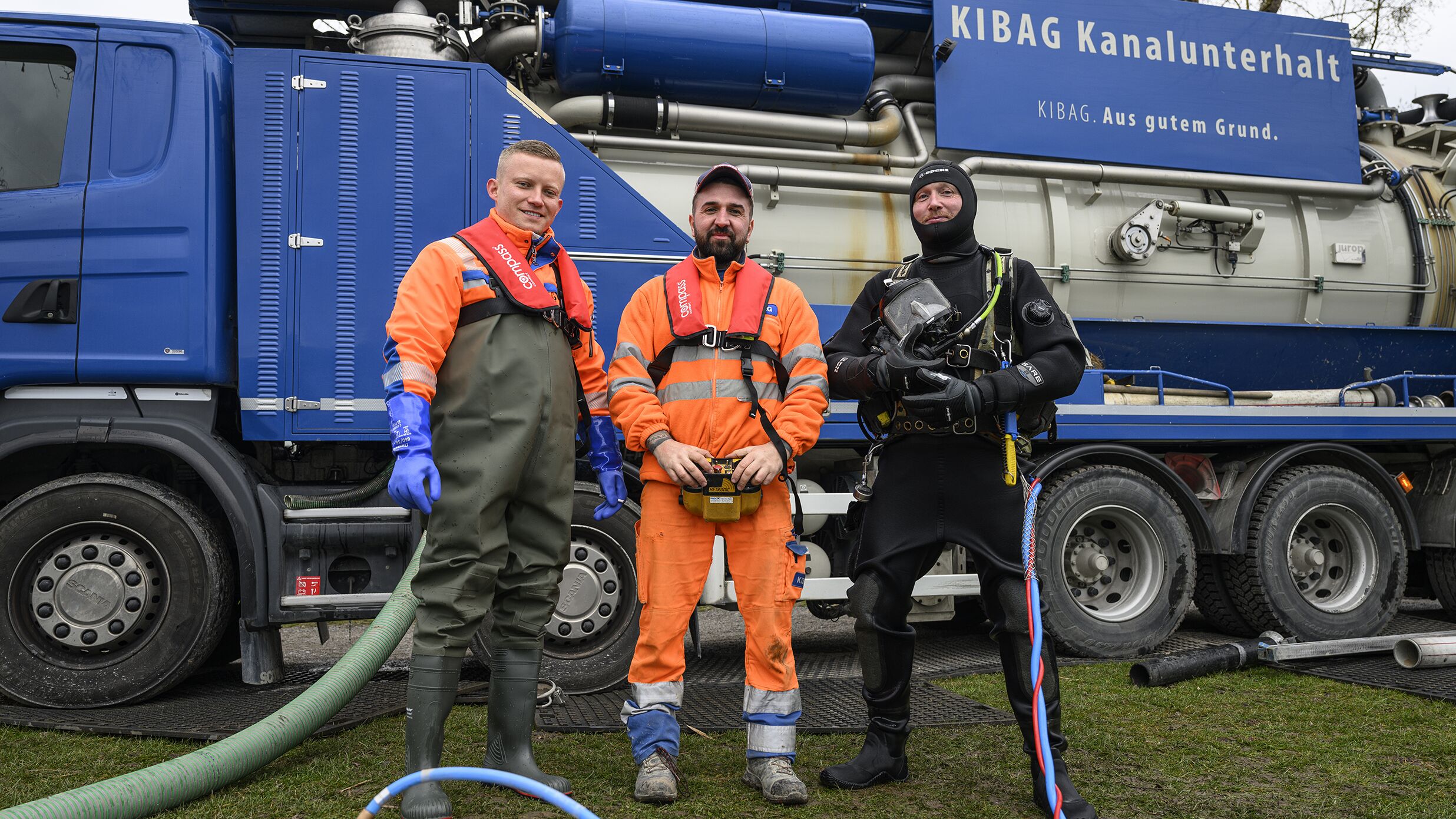 Kibag taucharbeiten saugen see team